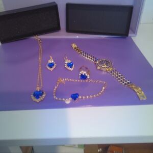 Elegant Blue Heart Jewelry Set Fantacy